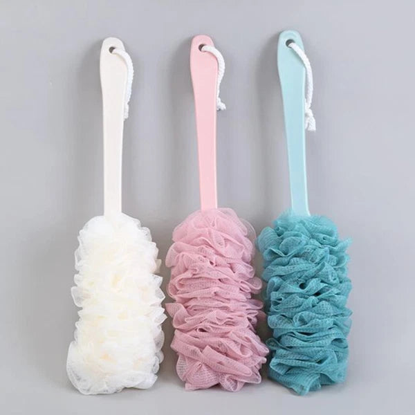 Gauze Bath Ball Brushes Long Handle Bathbrushes Gauze Brush Blue