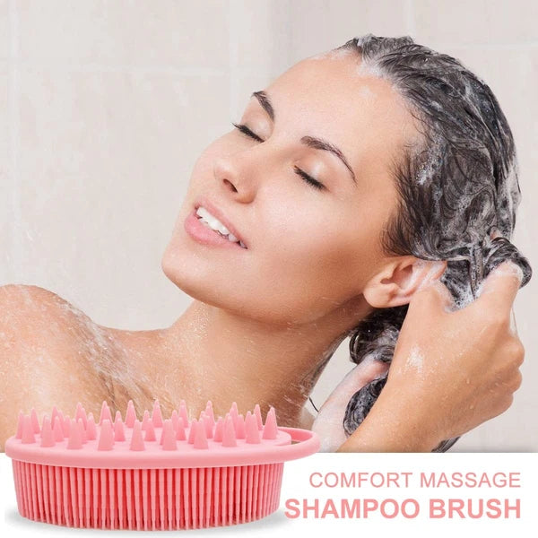 2-in-1 Bath and Shampoo Body Brush Silicone Exfoliating Scrubber Pink