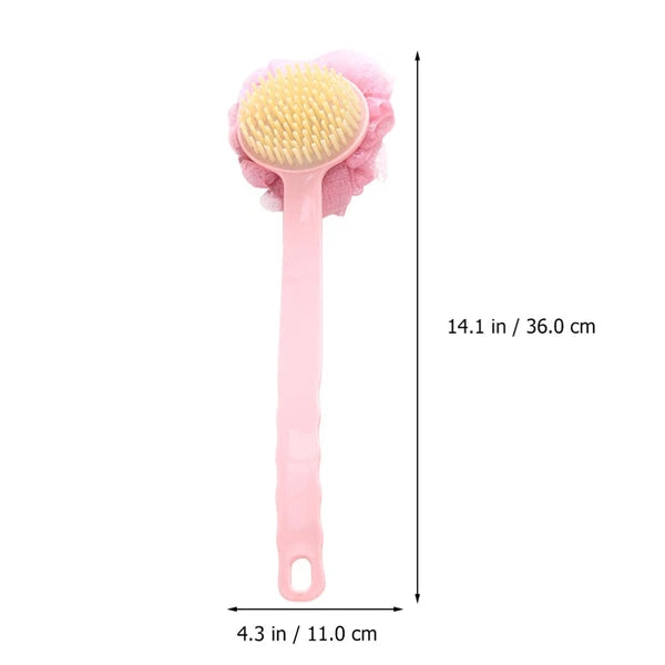 2 Pcs Back Rub Bath Brush Elderly Miss Body Shower Scrubber Exfoliator