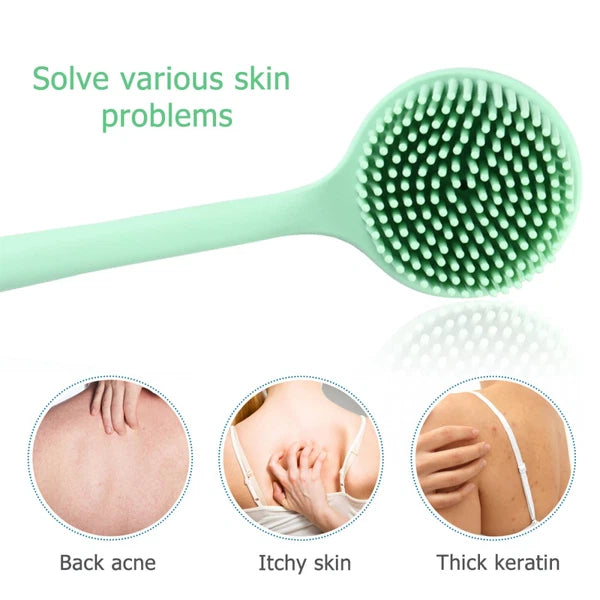 Bath Brush Exfoliating Back Scrubber with Handles for Silicone Shower