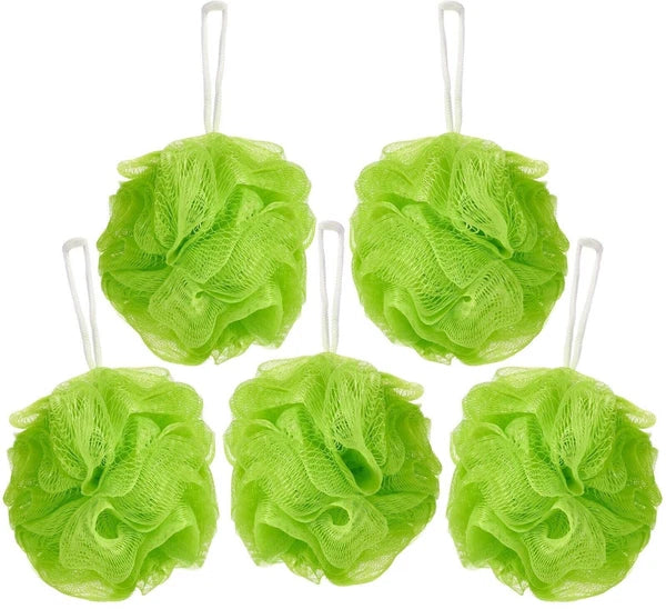 5 X Shower Ball Mesh Bath Flower Body Scrubber Brush Exfoliating Puff Sponge