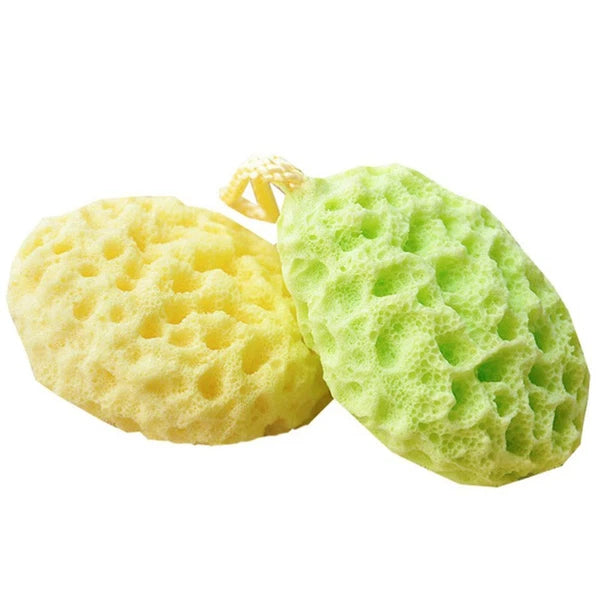 3 Pcs Shower Brush Bath Sponge Honeycomb Structure Seaweed Cotton with Rope
