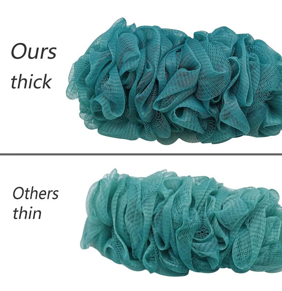 Blue Loofah Back Scrubber, Long Handle Exfoliating Shower Brush for All Skin