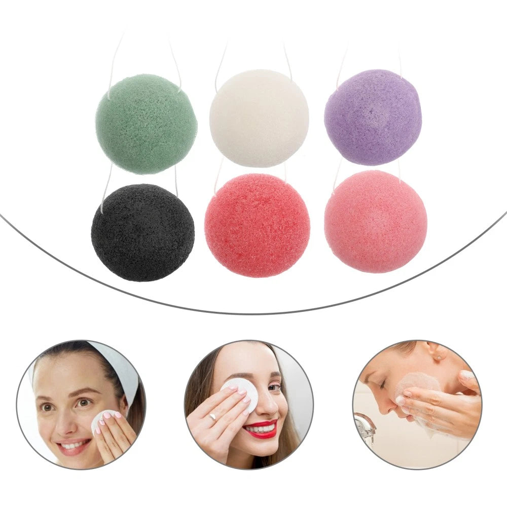 6PCS dry wet face puff Reusable Body Sponge Facial Cleansing