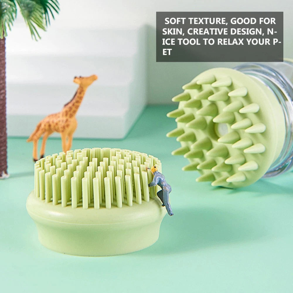 Cat and Dog Silicone Bath Brush Scrubber Shampoo Dispenser for Pet Grooming