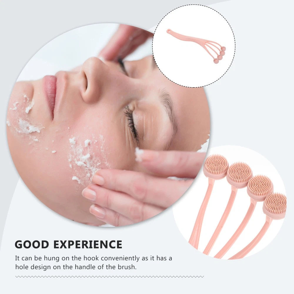 2 Pieces Exfoliating Bath Brush Body Scrubber for Shower Long Handle