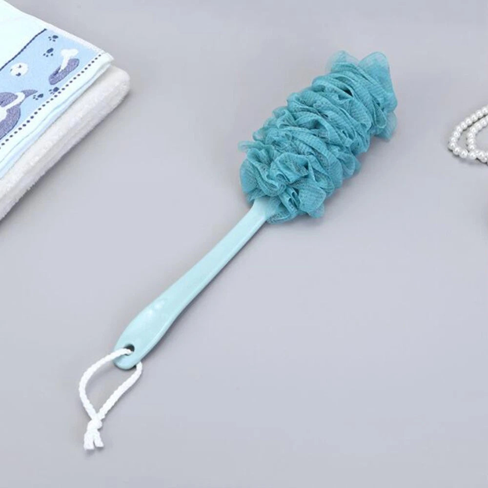 Gauze Bath Ball Brushes Long Handle Bathbrushes Gauze Brush Blue