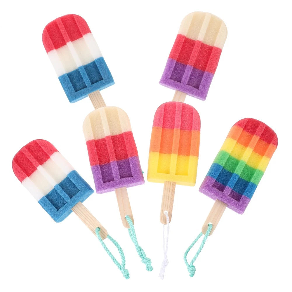 6Pcs Ice Cream Shaped Shower Body Sponge Scrubber Brush Exfoliating Body Washer