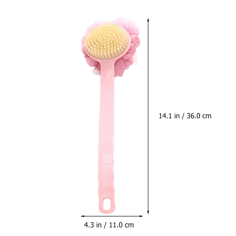 2 Pcs Back Rub Bath Brush Man Miss Body Scrubber Long Handle Brushes