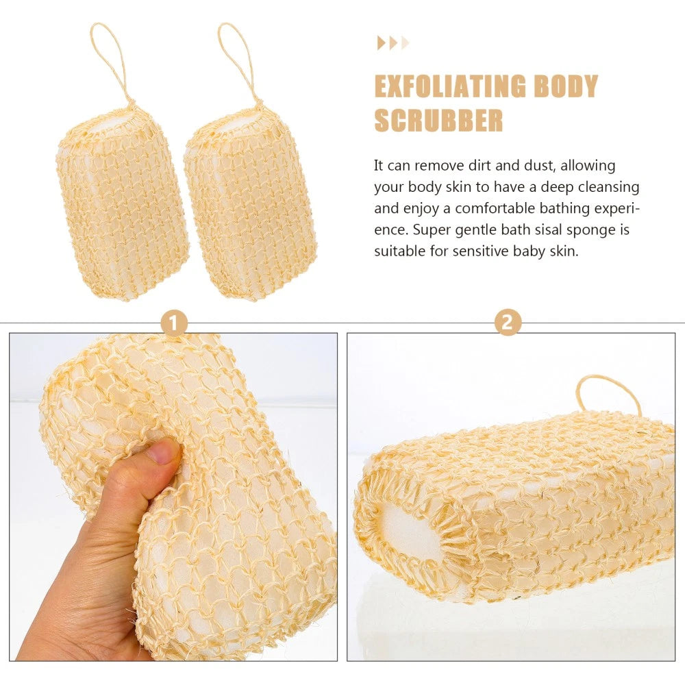2 Pcs Silk Bath Towel Sisal Brush Body Exfoliator Exfoliating Scrubber Sponges