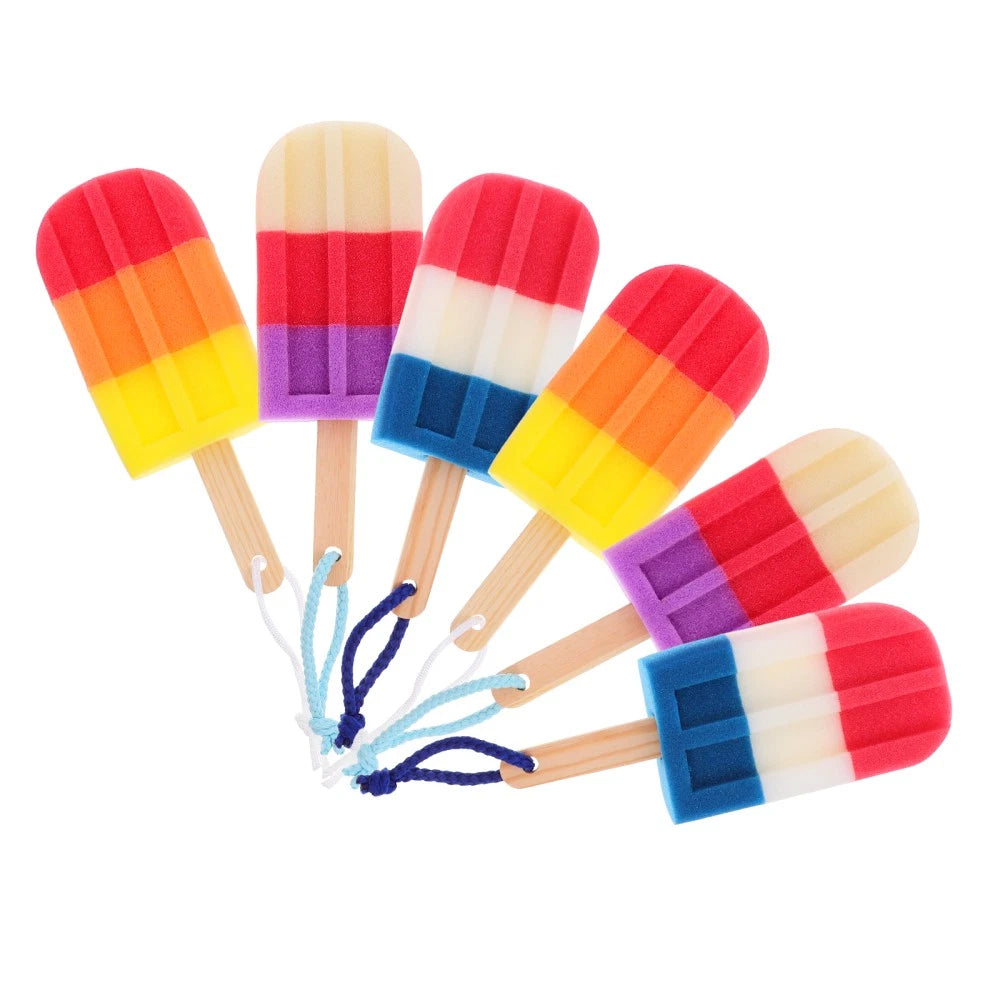 6Pcs Ice Cream Shaped Shower Body Sponge Scrubber Brush Exfoliating Body Washer