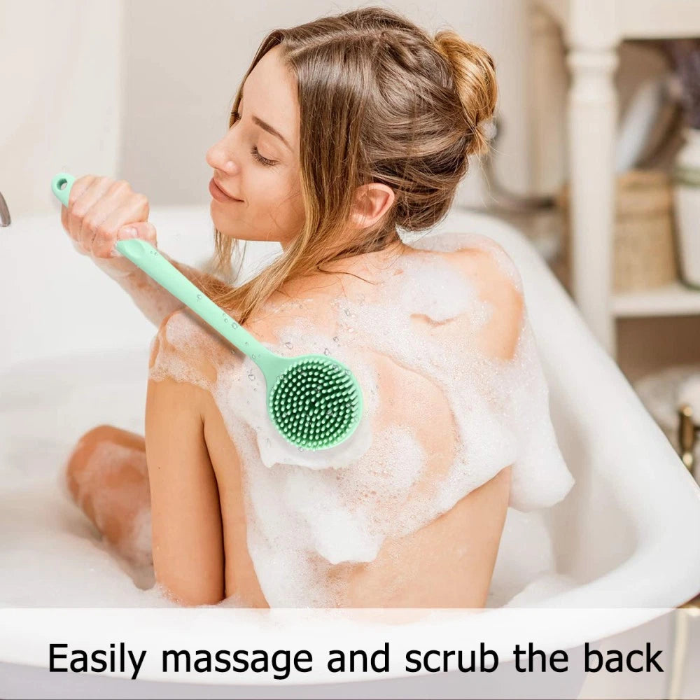 Bath Brush Exfoliating Back Scrubber with Handles for Silicone Shower
