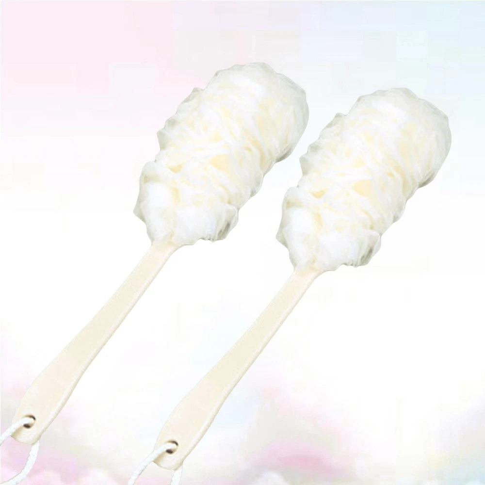 2 Pcs Rub The Back Bath Flowers Shower Scrubber Men White Scrubbing Brush