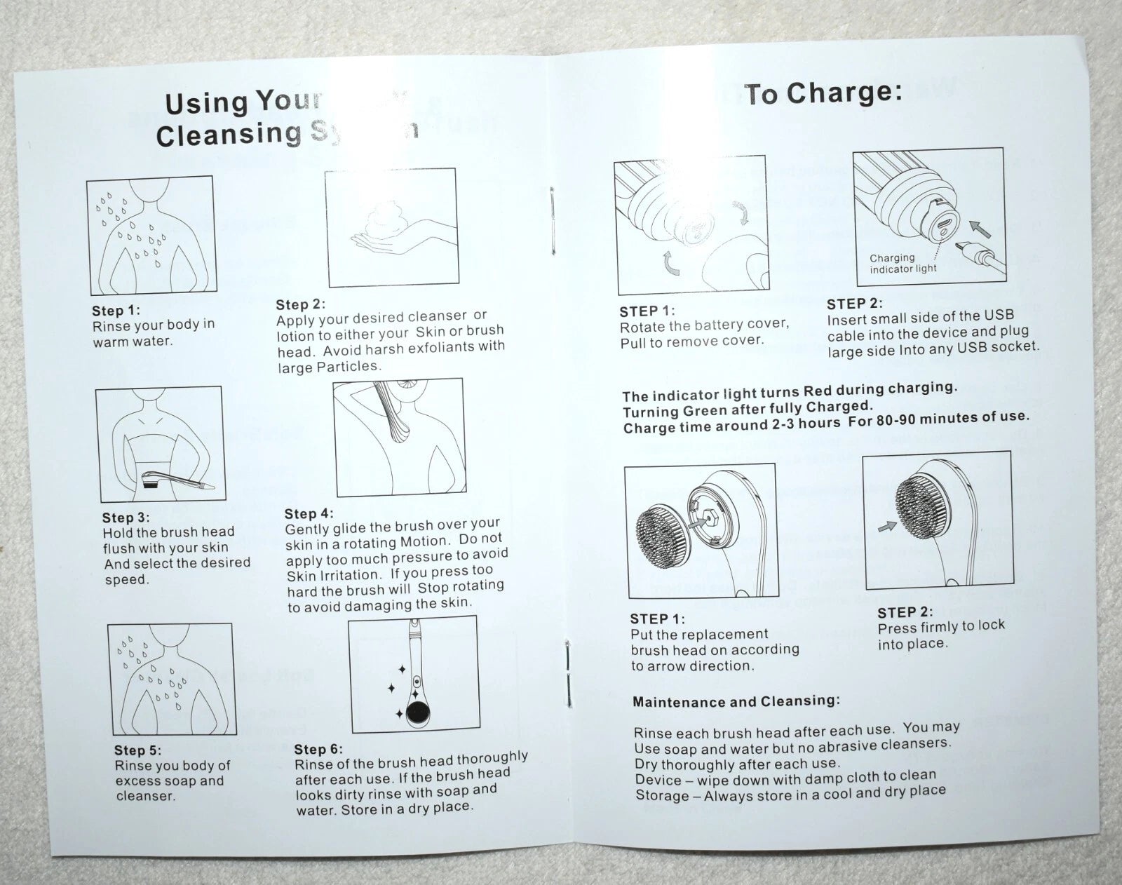 Blushly Rechargeable Exfoliating Body Brush: 6 Heads, 14"  Perfect for Showering