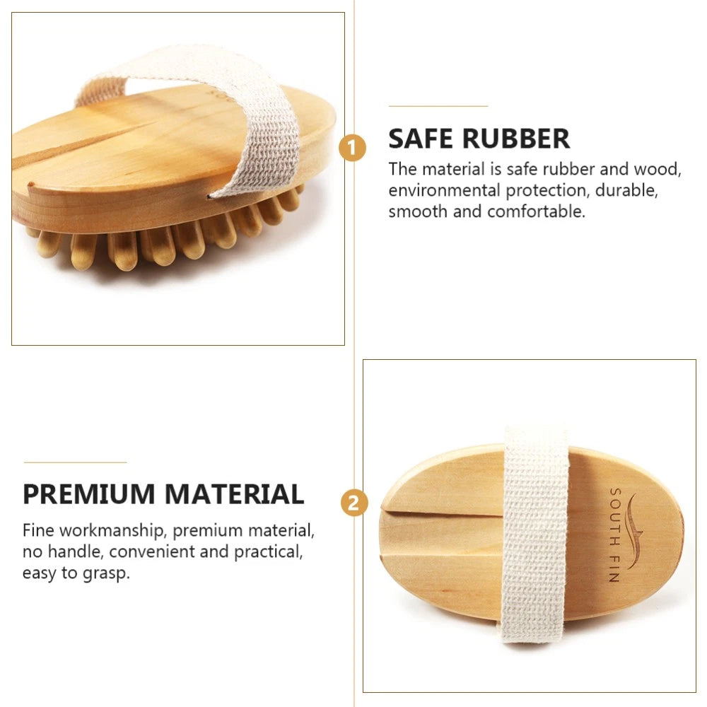 1PC No Handle Bath Nursing Brush Practical Body Bath Massage Brush (Wood Color)