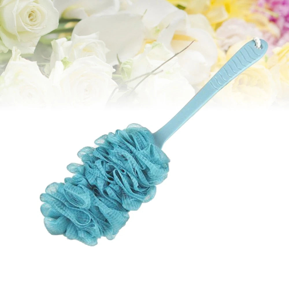 Gauze Bath Ball Brushes Long Handle Bathbrushes Gauze Brush Blue