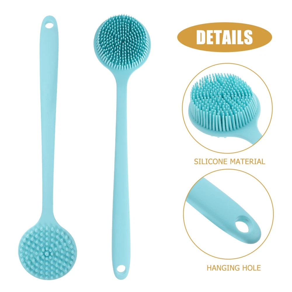 Long Handle Bath Brush Body Scrubber Silicone Shower Exfoliation