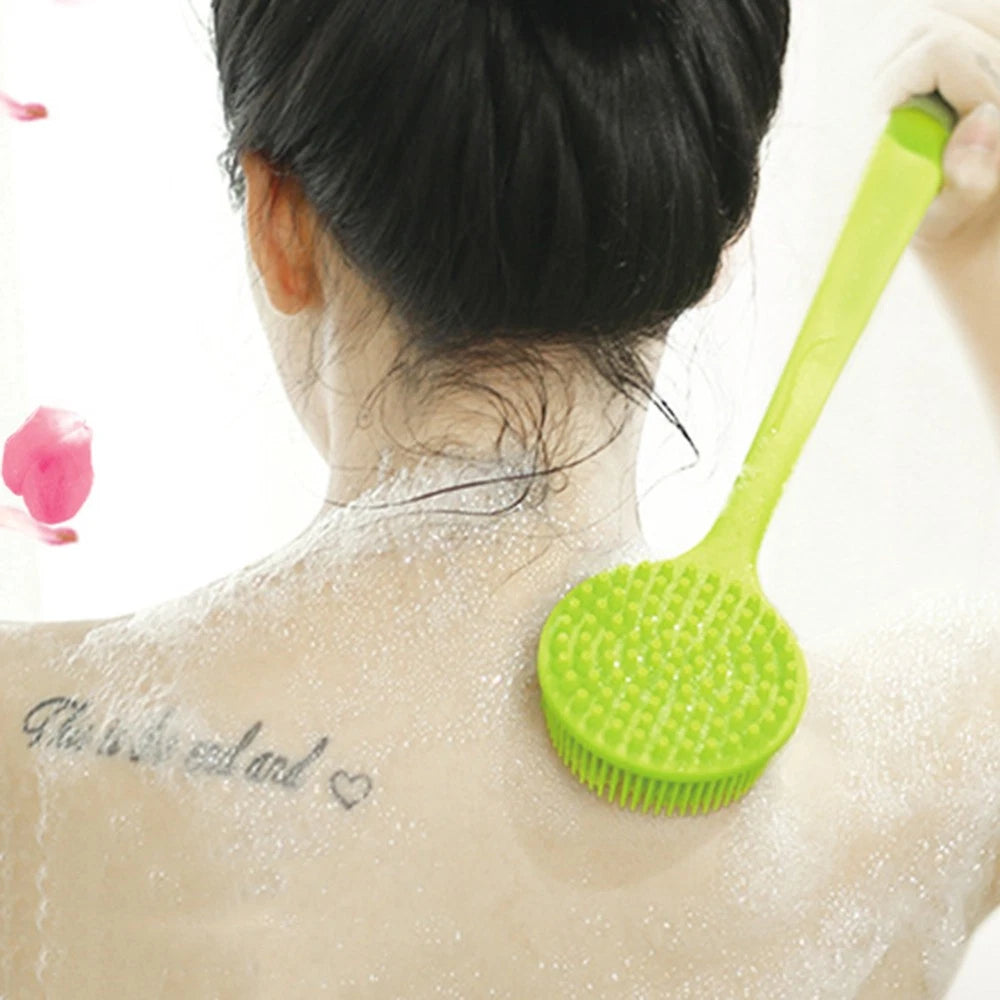 Bath Brush Man Body Exfoliator Scrubber Long Handle Silicone Shower