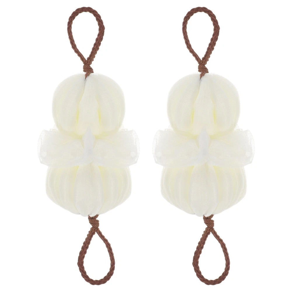 2 Pcs Bath Ball Loofah Exfoliating Sponge Brush Scrubber Body