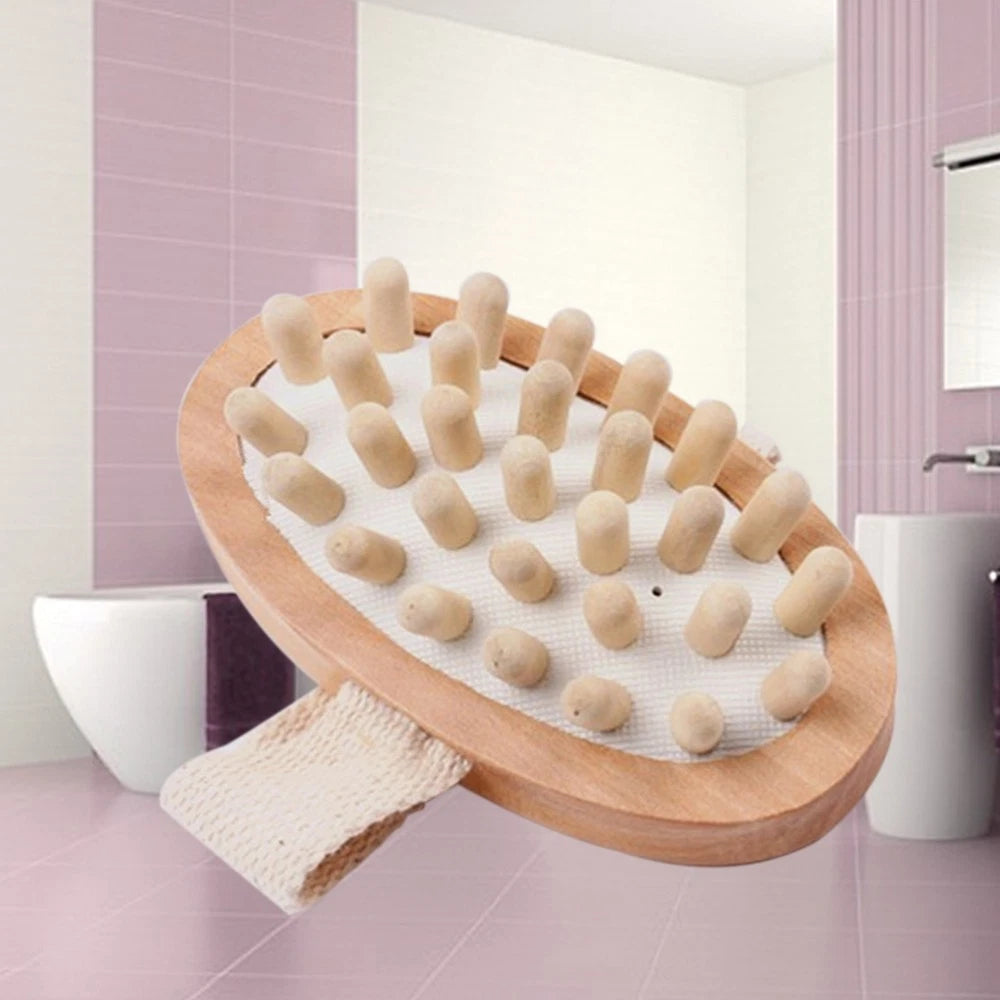Massager Bath Brush Bathroom Accessories Scrub Wooden Exfoliating