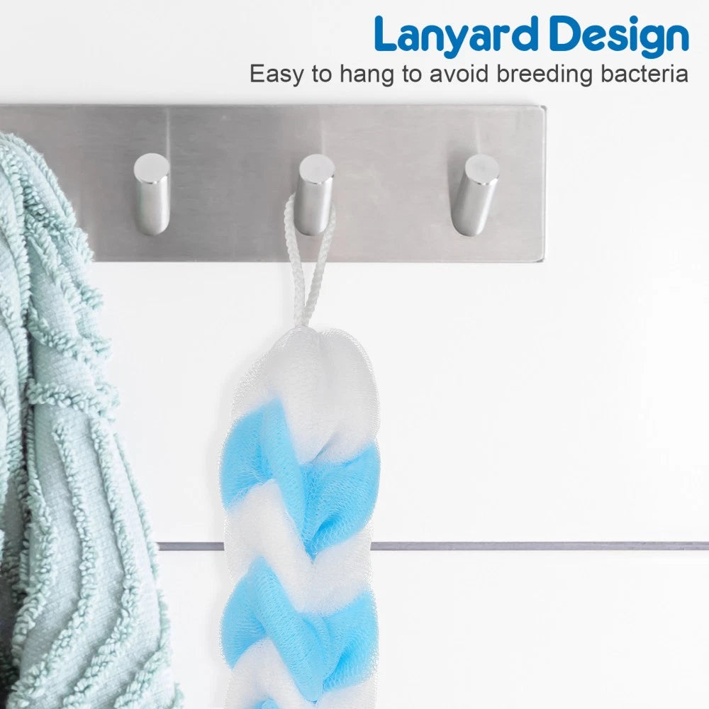 4pcs Long Bath Flower Bath Ball Lather Rub Bath Towel Bath Brush Shower Ball