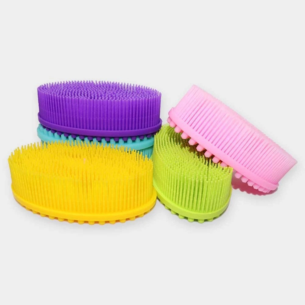 2 Pieces Bath Brush Body Scrubber Silicone Exfoliator Baby Bathing