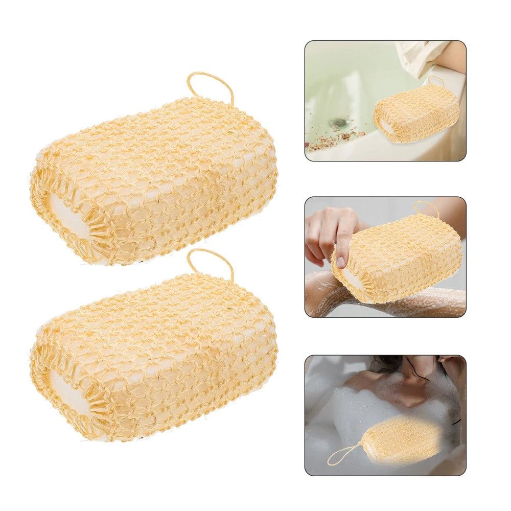 2 Pcs Silk Bath Towel Body Brushes for Shower Sisal Scrubbing Pad