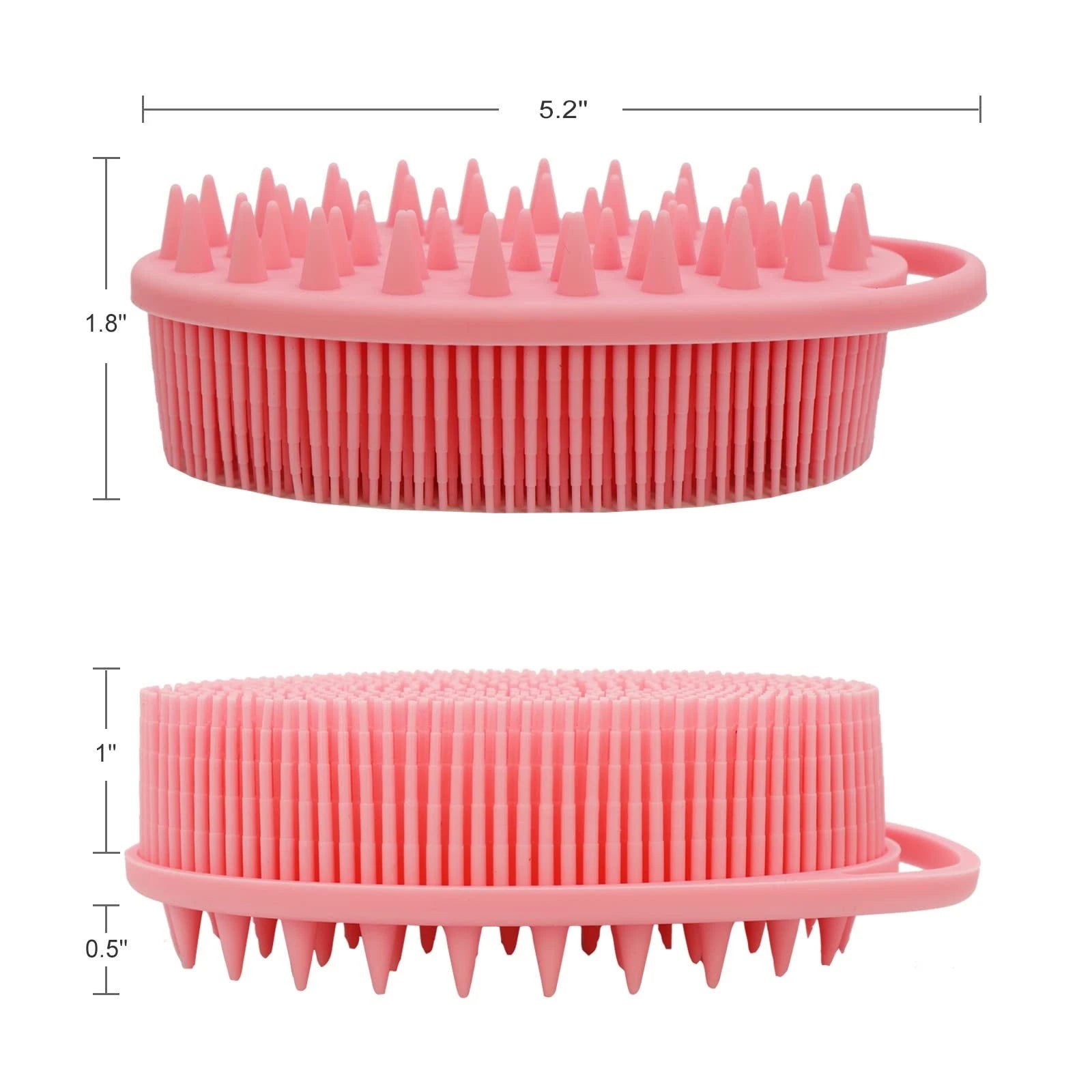 2-in-1 Bath and Shampoo Body Brush Silicone Exfoliating Scrubber Pink