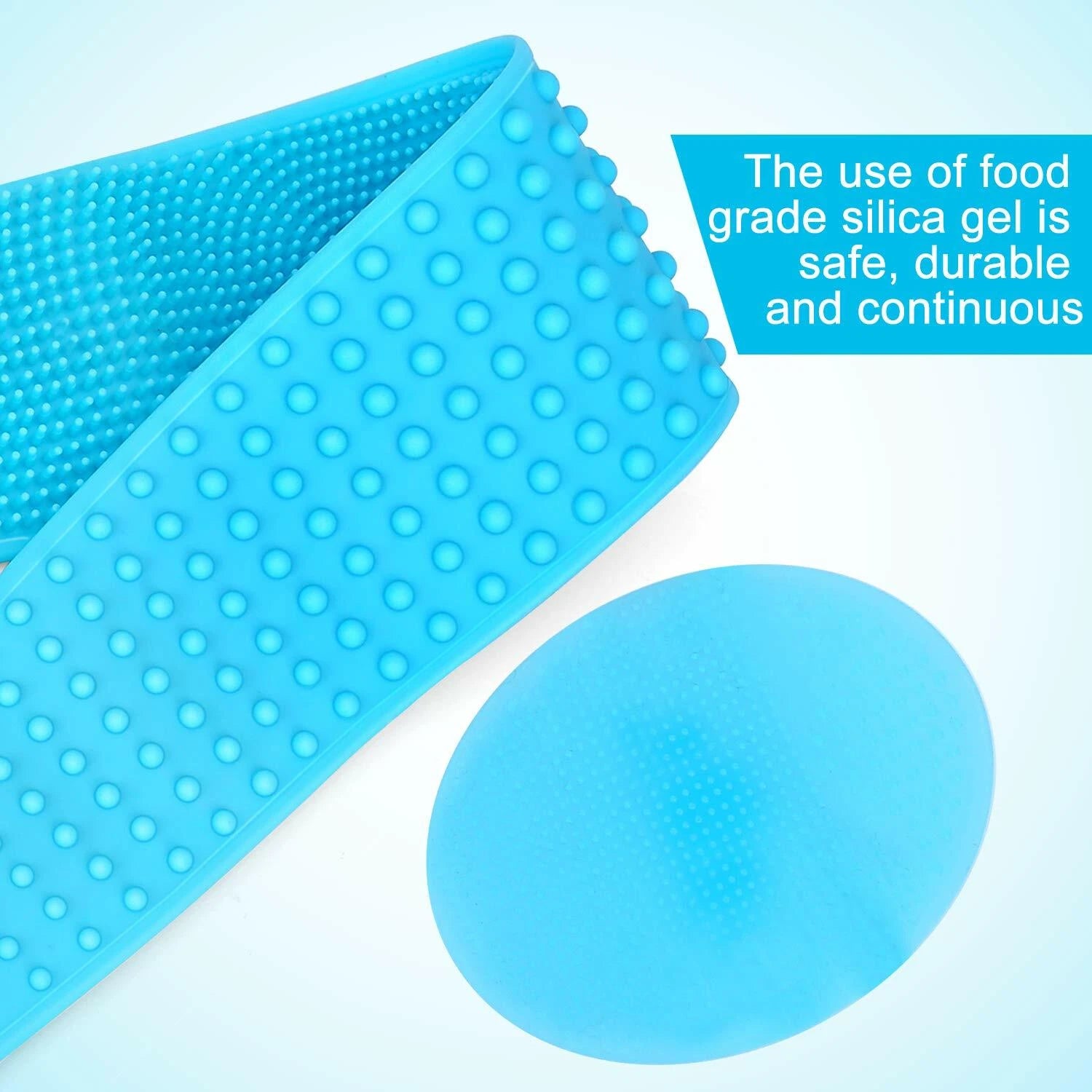 Bath Brush Silicone 76cm Body Back Scrubber for Shower Back Scrubber Set, Blue