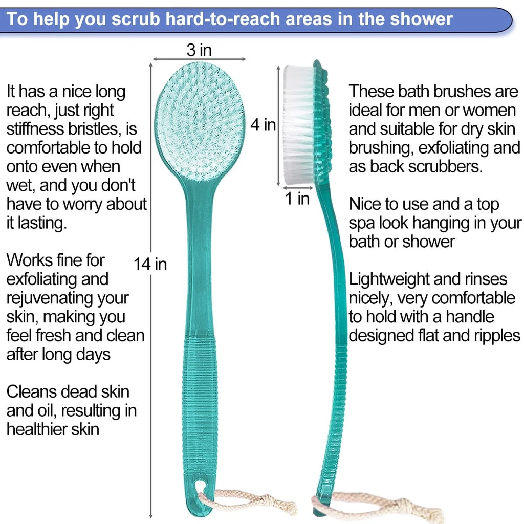 Back Brush for Shower, 14-inch Long Handle Medium Stiff Bristles Bath Scrubbe...