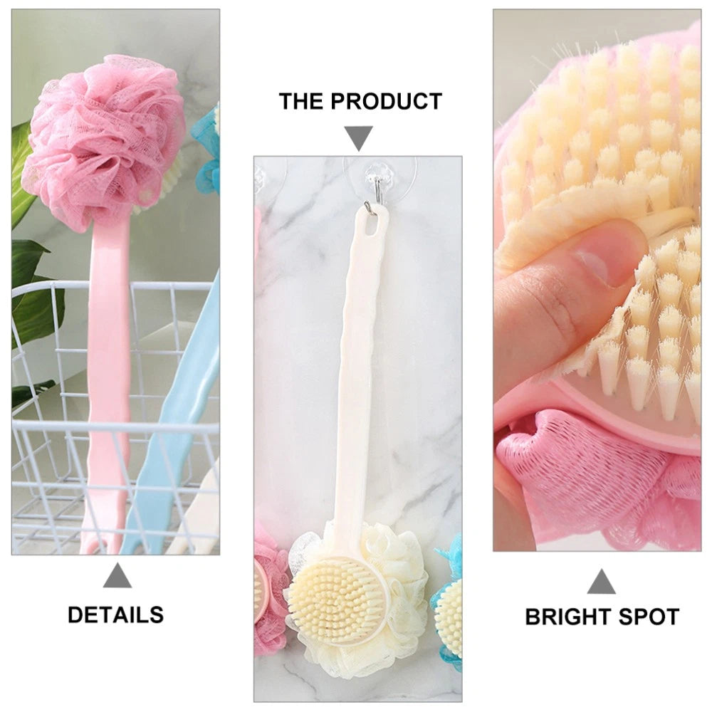 2 Pcs Back Rub Bath Brush Elderly Miss Body Shower Scrubber Exfoliator