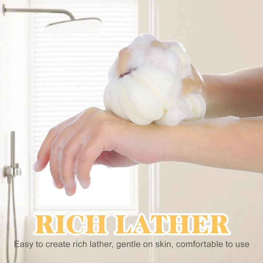 2 Pcs Bath Ball Loofah Exfoliating Sponge Brush Scrubber Body