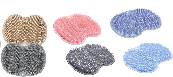 1 Pcs. Silicone Wall Mounted Back Scrubber Bath Massage Cushion (Color May Vary)