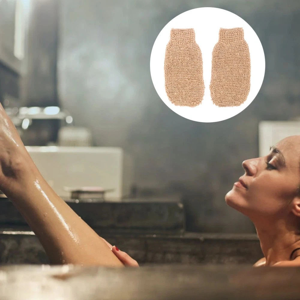 2Pcs Exfoliating Bath Gloves Ramie Jute Spa Scrub for Smooth Skin