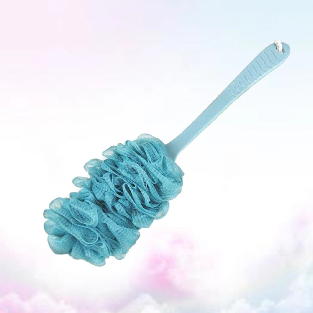 Gauze Bath Ball Brushes Long Handle Bathbrushes Gauze Brush Blue
