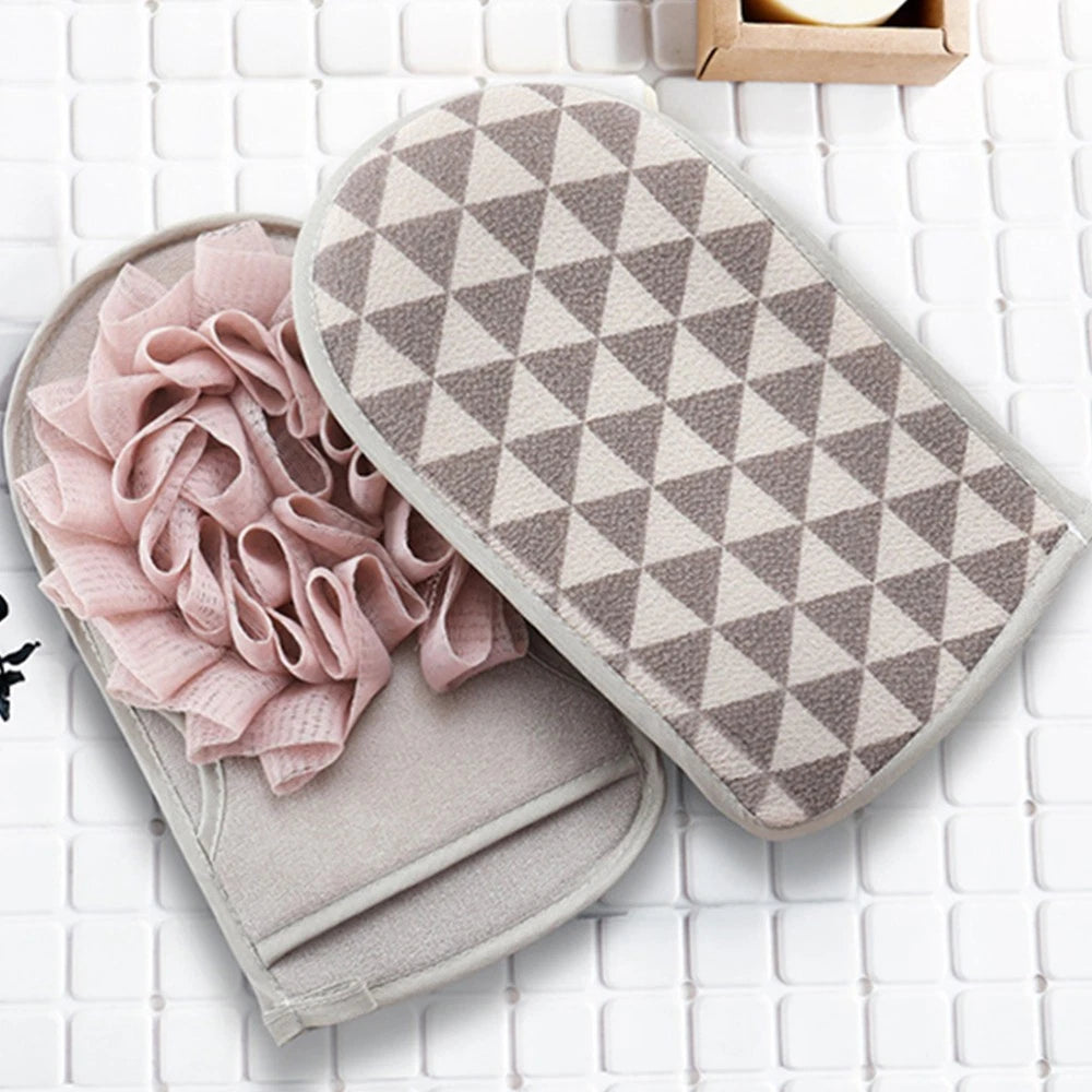 3 Pcs Shower Scrubber Sponge Bath Mitt Dual Side Exfoliating Body Brush