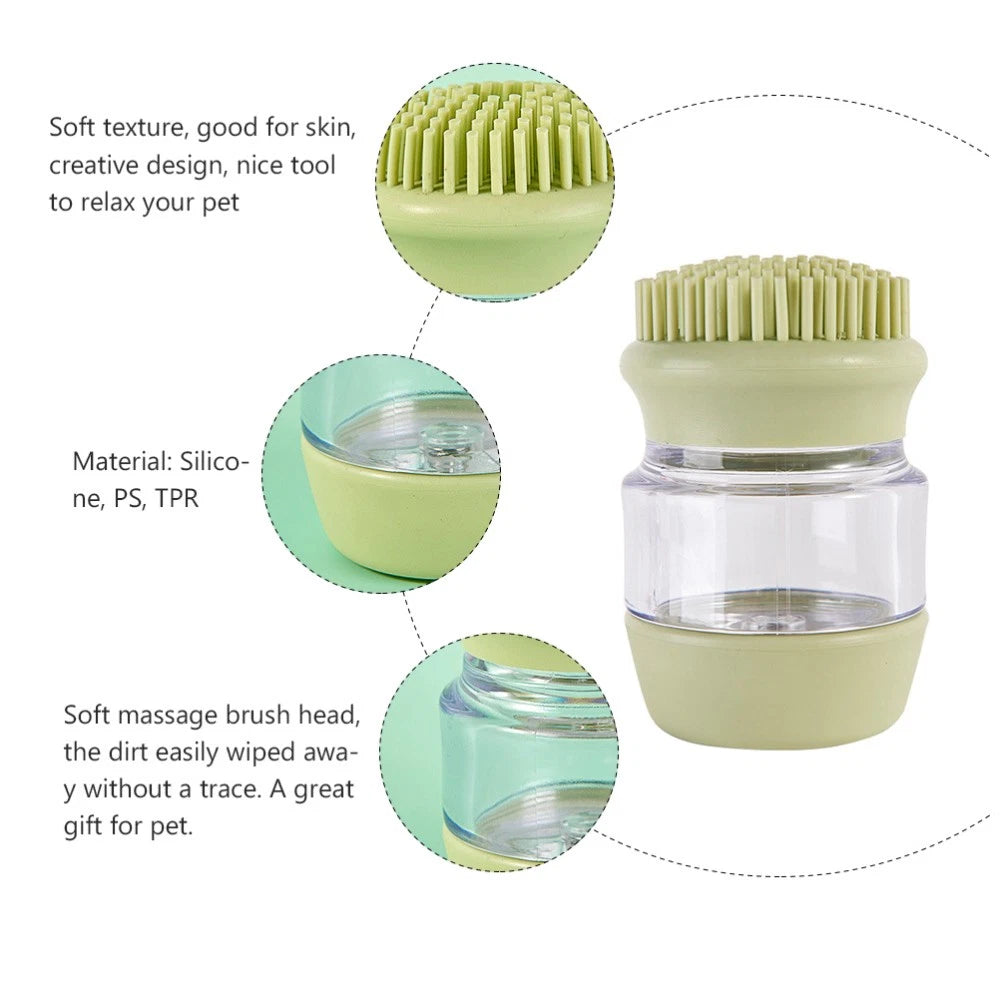 Cat and Dog Silicone Bath Brush Scrubber Shampoo Dispenser for Pet Grooming