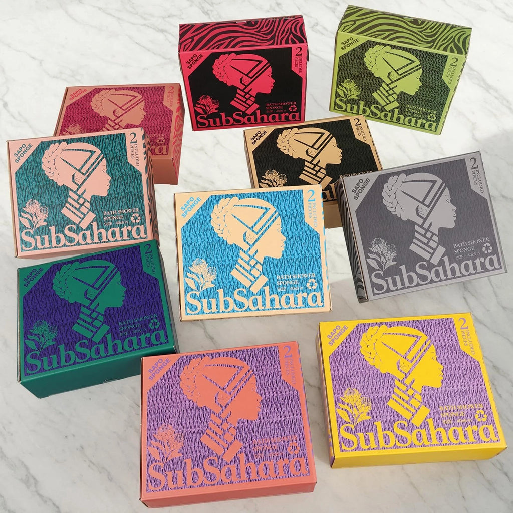 SubSahara Authentic African Net Sponge - 2 Pieces Exfoliating Scrubber for All