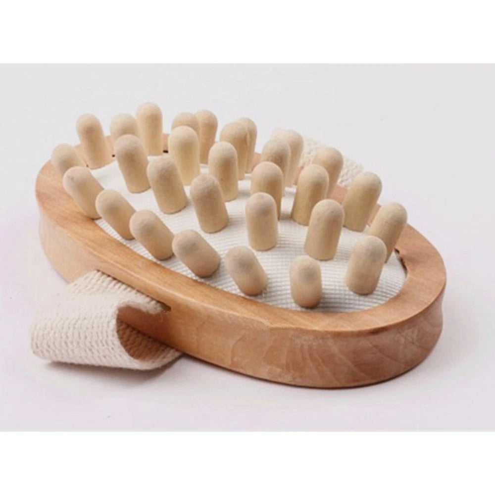 Massager Bath Brush Multi-functional Exfoliating Scrub for Shower Body Wooden