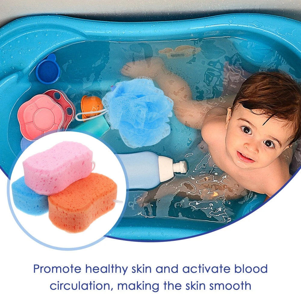 3 Pcs Bathing Cotton Ball Scrubber Body Shower Brush for Baby Sponge