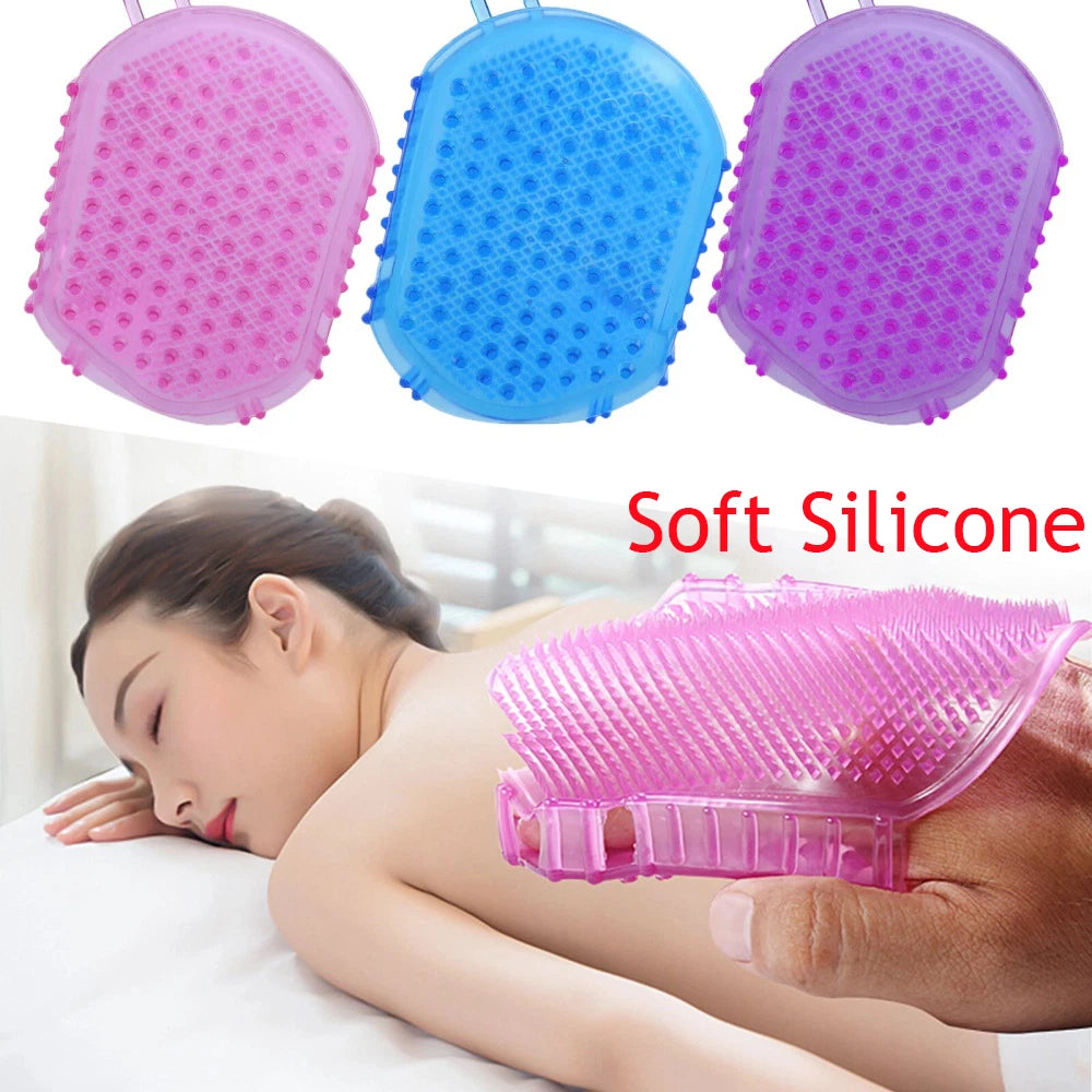 Couple Bath Anti Cellulite Body Massager Silicon Brush Glove Scrub Shower 3Color