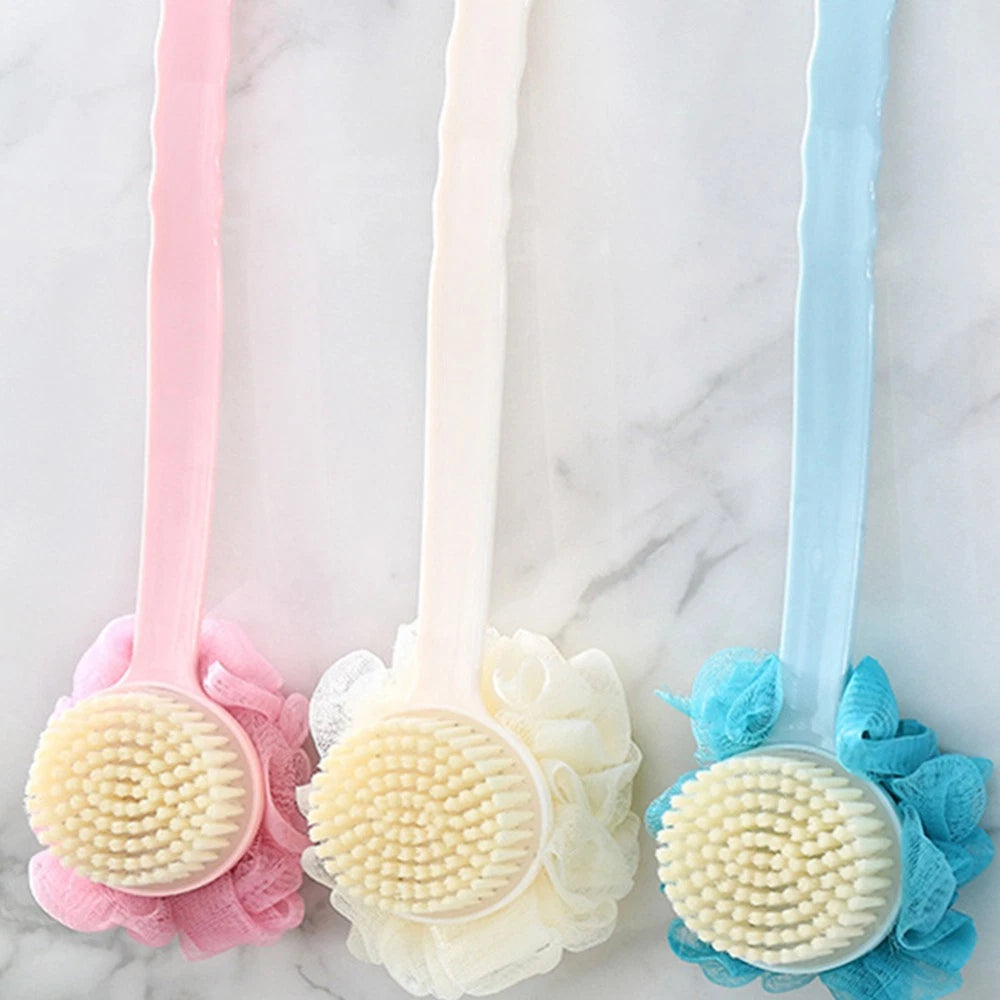 2 Pcs Back Rub Bath Brush Elderly Miss Body Shower Scrubber Exfoliator