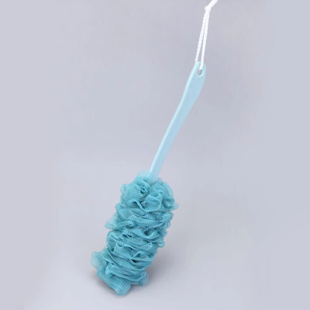 Gauze Bath Ball Brushes Long Handle Bathbrushes Gauze Brush Blue