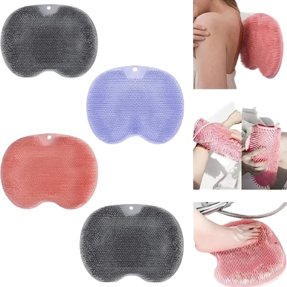 1 Pcs. Silicone Wall Mounted Back Scrubber Bath Massage Cushion (Color May Vary)