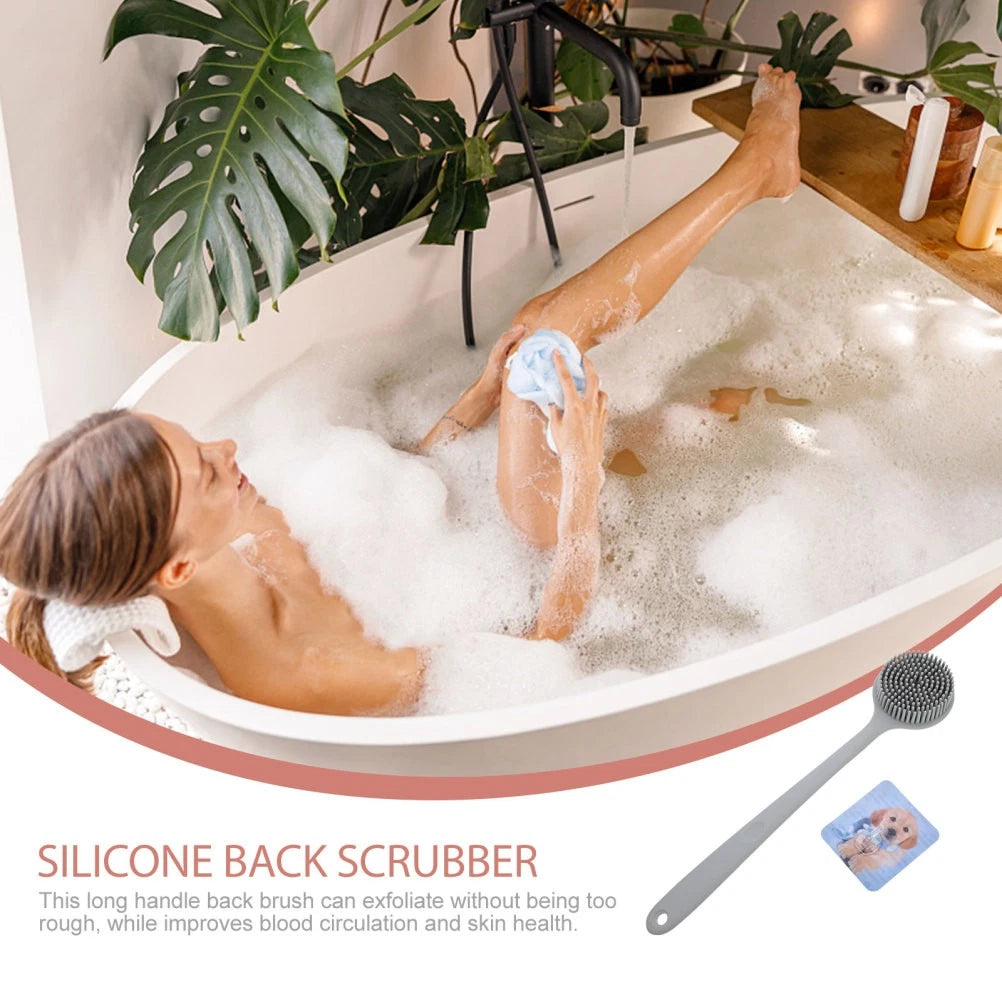 Silicone Bath Brush Man Back Washer Shower Scrubber with Long Handle
