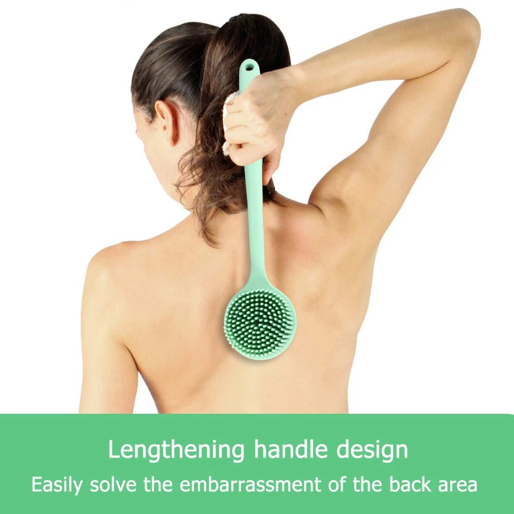 Bath Brush Exfoliating Back Scrubber with Handles for Silicone Shower