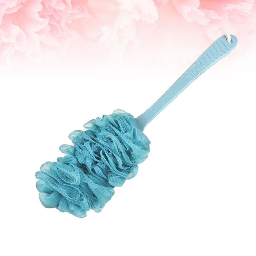 Gauze Bath Ball Brushes Long Handle Bathbrushes Gauze Brush Blue