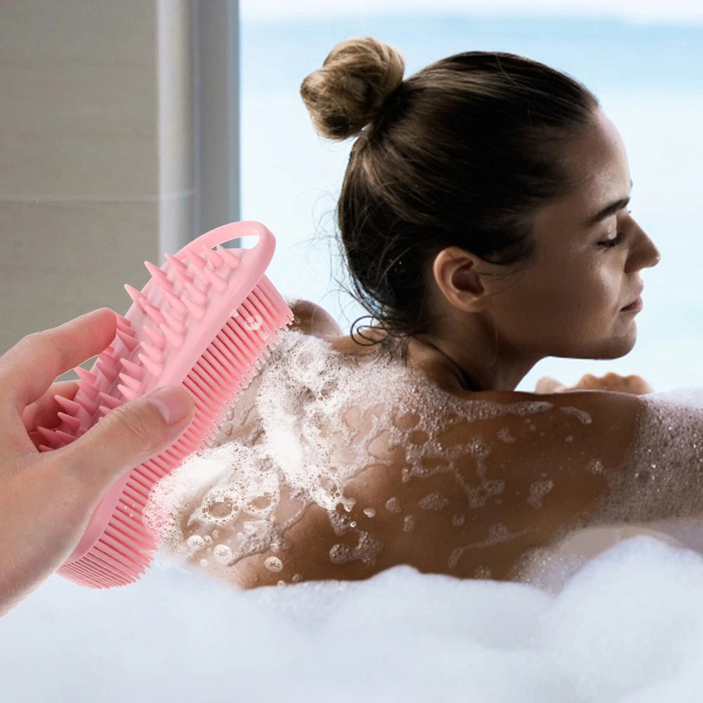 2 Pcs Silicone Shower Brush Man Back Exfoliator Scrubber Men Body Brushes