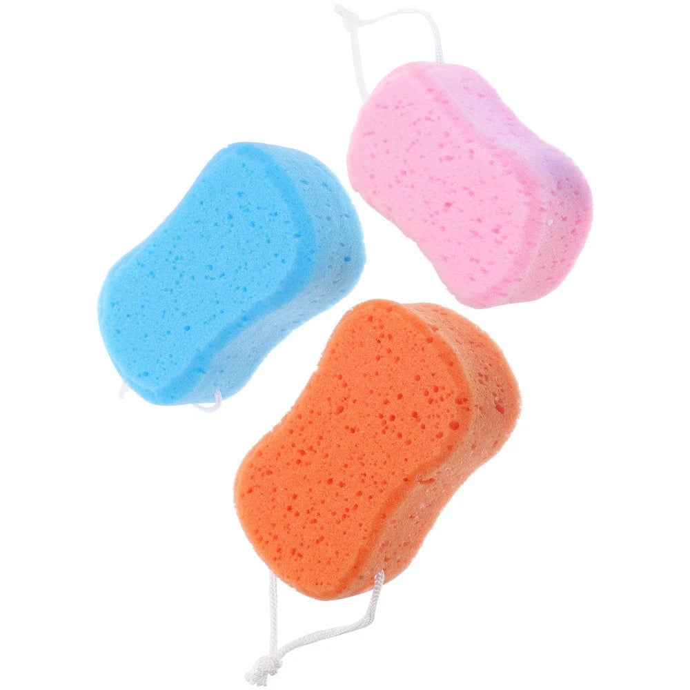 3 Pcs Bathing Cotton Ball Scrubber Body Shower Brush for Baby Sponge