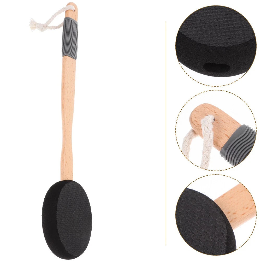 Wooden Handle EVA Bath Brush Scrubber for Shower Cream Applicator